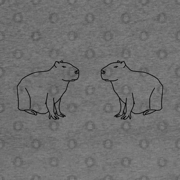 Capybara With Friend Minimal Line Drawing by ellenhenryart